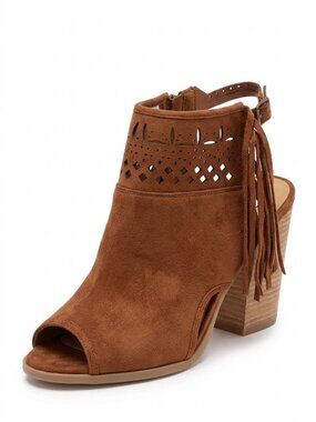 Suede peep-toe ankle boots, Not Rated brand, wedge heel with cutout details, Siz